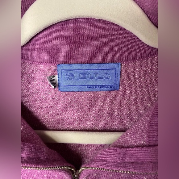 BULA 100% Wool Ski Sweater Women’s 1/4 Zip Medium Pink Snowflake  Dot EUC! - Picture 9 of 10
